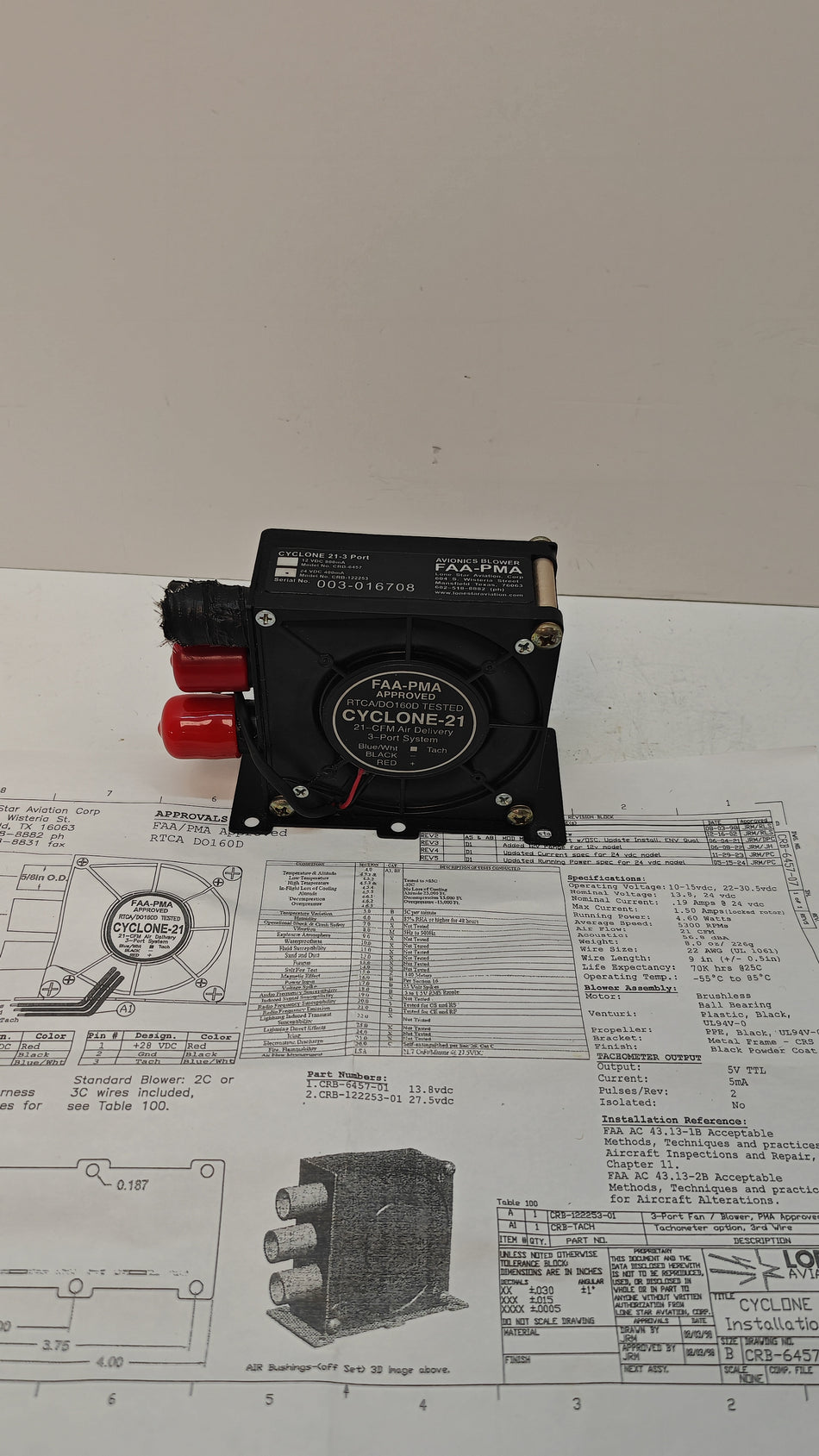 Cyclone-21 3-Port Avionics Blower – CRB-122253-01 (As Removed)